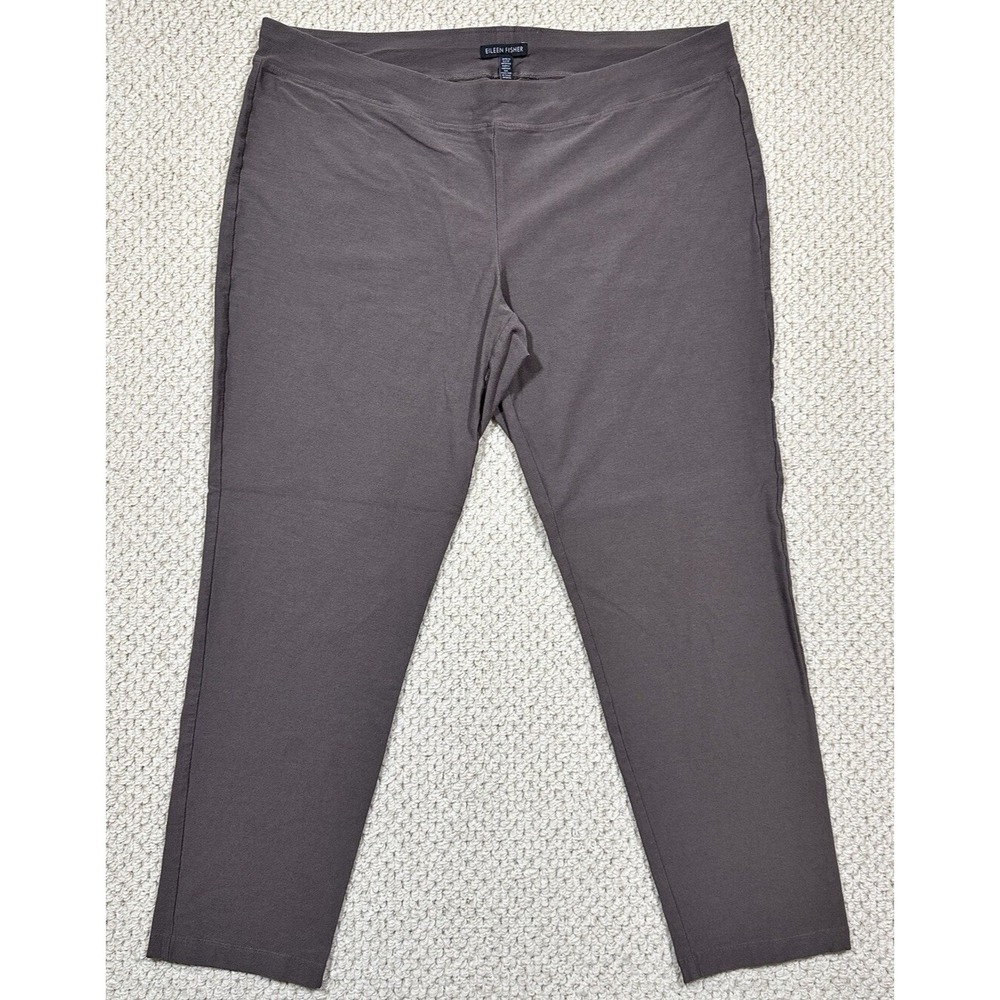 Eileen Fisher Pants Womens XL Brown Washable Stretch Crepe Taper Pull On 28" Ins